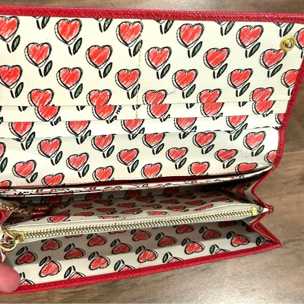 Prada Red Saffiano Leather Long Wallet - Full Inclusion - NEW